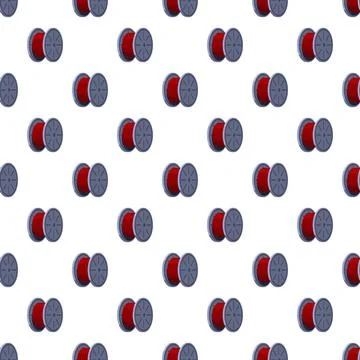 Red electric wire on spools industrial seamless pattern Stock Illustration