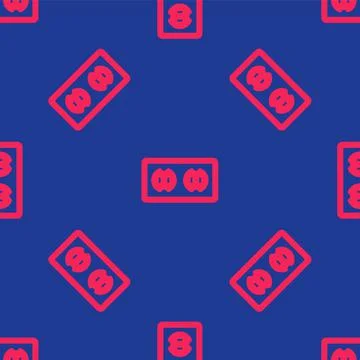 Red Electrical outlet icon isolated seamless pattern on blue background. Power Stock Illustration