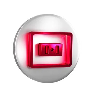 Red Electrical outlet icon isolated on transparent background. Power socket.. Stock Illustration