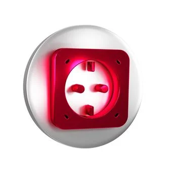 Red Electrical outlet icon isolated on transparent background. Power socket.. Stock Illustration