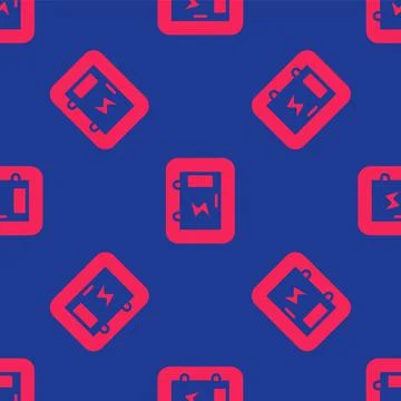 Red Electrical panel icon isolated seamless pattern on blue background. Vector Stock Illustration
