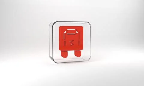 Red Electrical panel icon isolated on grey background. Switch lever. Glass Stock Illustration
