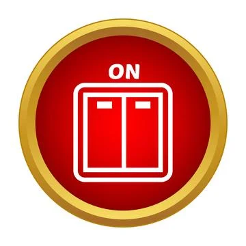 Red electrical switch button displaying on message 스톡 일러스트