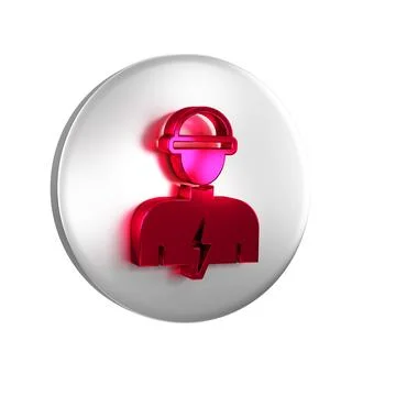 Red Electrician technician engineer icon isolated on transparent background.. Stock Illustration