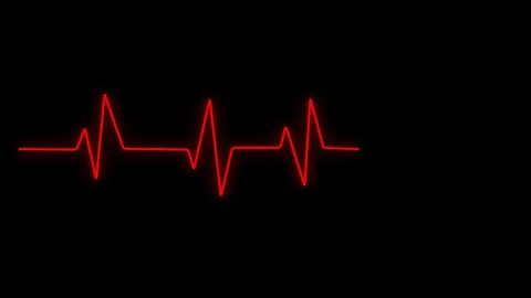 Red Electrocardiogram Line on Black Background Illustrazione stock