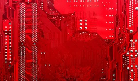 Red electronic circuit board Stock Photos
