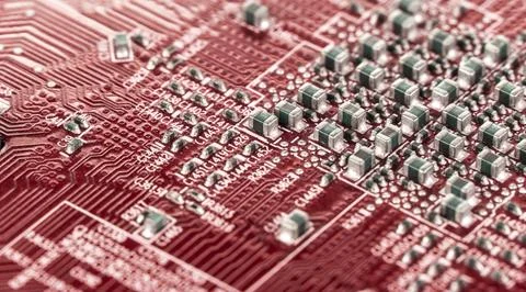 Red electronic circuit board Stock Photos