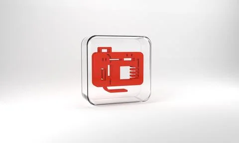 Red Electronic computer components motherboard digital chip integrated science イラスト素材