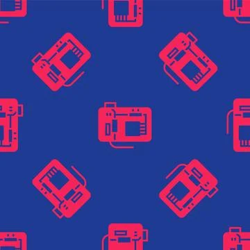 Red Electronic computer components motherboard digital chip integrated science Stock Illustration