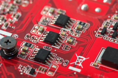 Red electronic plate Stock Photos