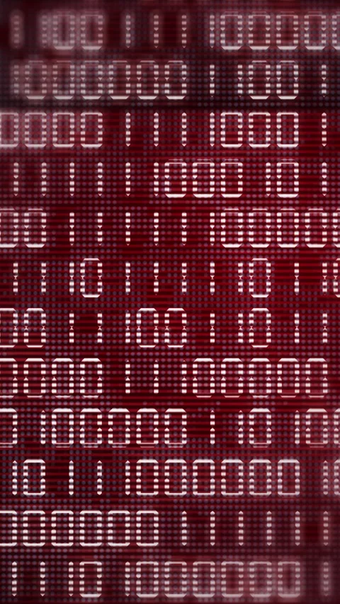 Red electronic screen with changing binary code. Computer display Stock Footage 273586751