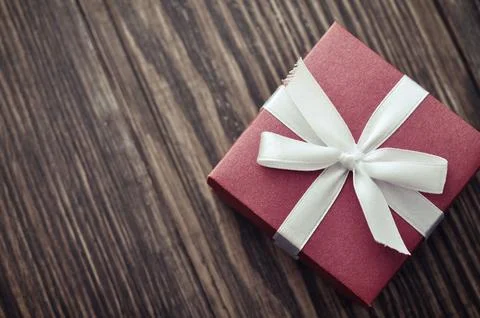 Red elegant gift box Stock Photos