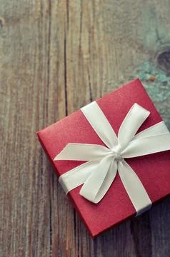 Red elegant gift box Stock Photos