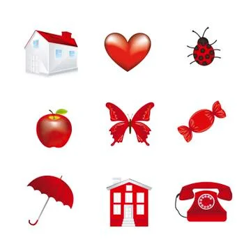 Red elements isolated over white background. vector illustration Stock Illustration