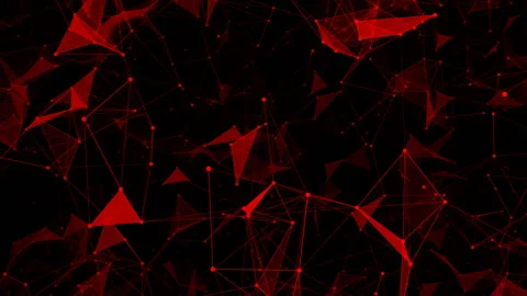 Red elements.Abstract space background, geometry surfaces, lines and points. Can Stock Footage 95465092
