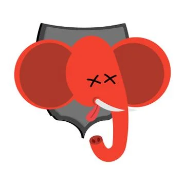 Red elephant hunter trophy Democrat in office of Republicans. Political ill.. Stock Illustration