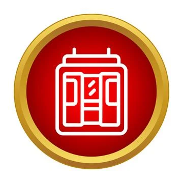 Red elevator lift icon representing accessibility and transport Stock Illustration