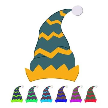 Red elf santa hat vector cartoon graphic Stock Illustration