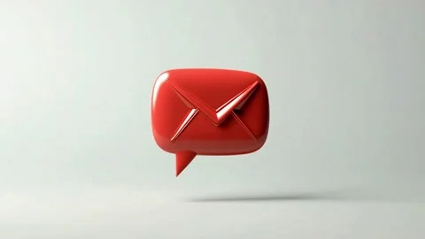 Red email message notification icon levitating Stock Footage 321357545