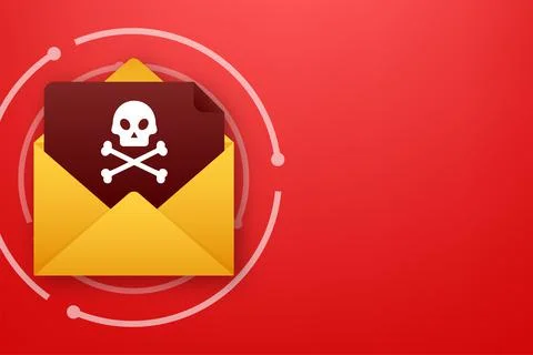 Red email virus. Computer screen. virus, piracy, hacking and security イラスト素材