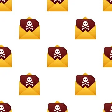 Red email virus pattern. Computer screen. Vector stock illustration. Stock Illustration