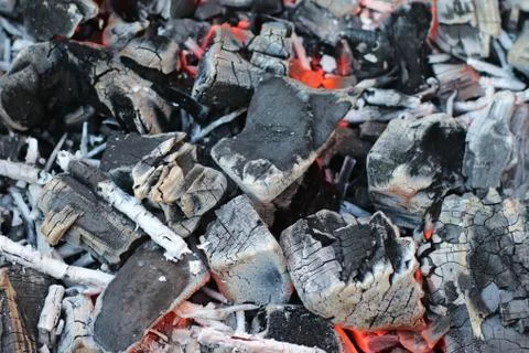 The Red Embers of an Extinct Fire Stock Photos