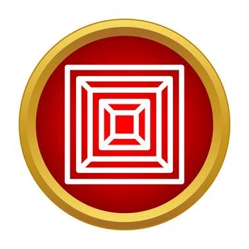 Red emblem with white concentric squares symbol イラスト素材