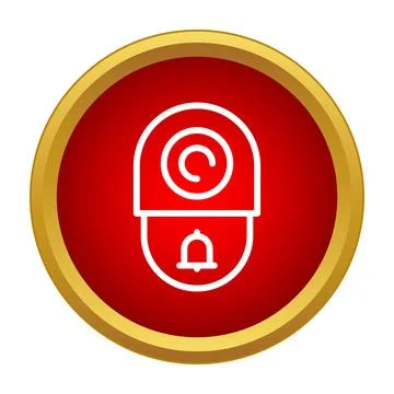 Red emergency alarm button with bell icon イラスト素材