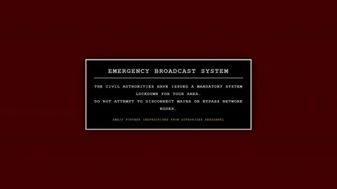 Red emergency broadcast system mandatory lockdown warning screen Vídeos de archivo 342147734