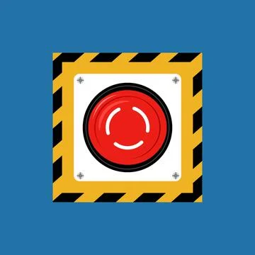 Red emergency button. emergency stop button Disaster Prevention Illustrazione stock