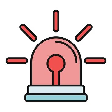 Red emergency light blinking alert signal icon Stock Illustration