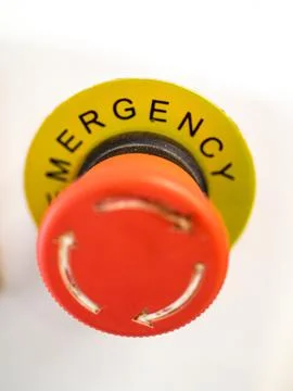 Red emergency panic button on white background Stock Photos