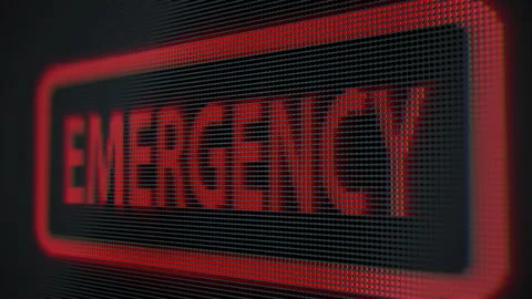 Red "EMERGENCY" Sign Blinking Light On LED Display Stock Footage 209131684