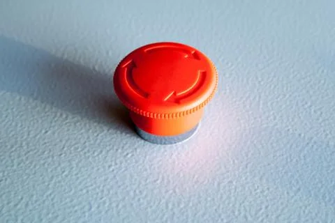 Red emergency stop switch reset industrial button Stock Photos