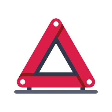 Red emergency warning triangle signalling a roadside breakdown or incident Stock Illustration