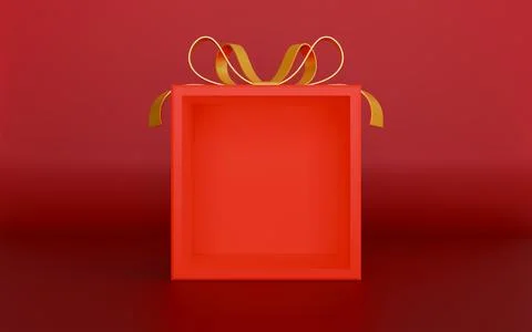 Red empty Christmas gift box for advertisement 3d illustration Illustrazione stock