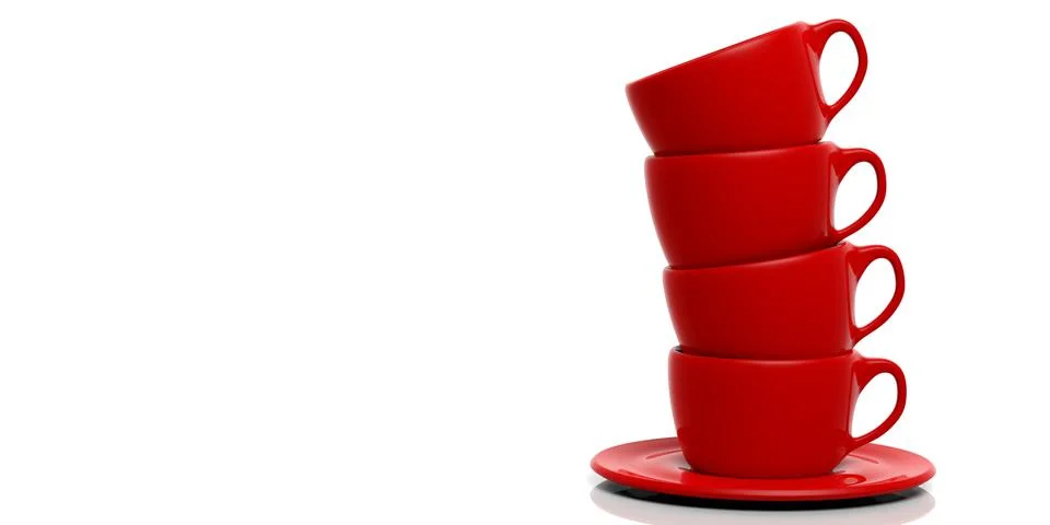 Red empty Coffee stack white background Stockillustratie