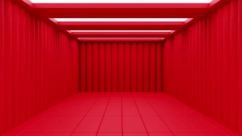Red Empty Interior Space Room with Modern Roof Design, 3D Rendering Video stock 194088561