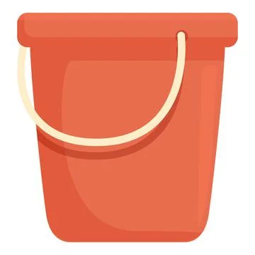 Red empty plastic household bucket with metal handle for cleaning Illustrazione stock