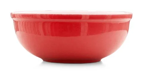 Red empty plate. Isolated on white background Foto stock