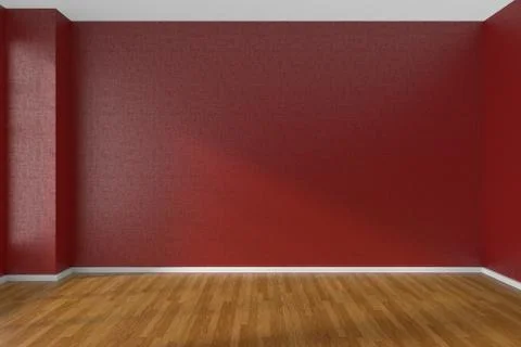 Red empty room with dark parquet floor Stock Illustration