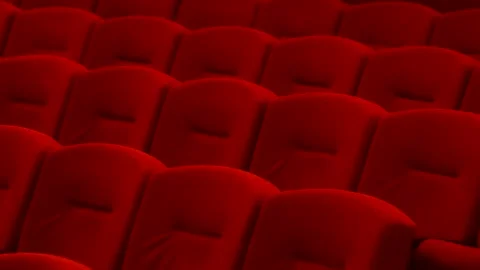 Red empty seats in the audience prepared for the participants of the confer.. Stock Footage 310045334