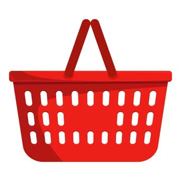 Red empty shopping basket standing on white background Illustration