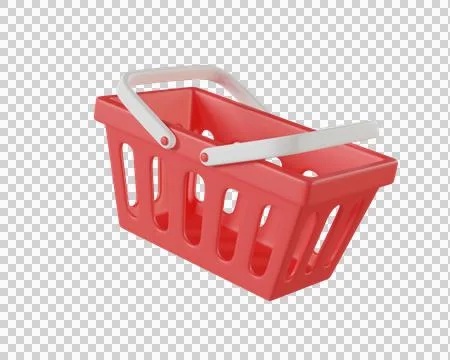 Red empty Shopping Basket with white handle for food Stock Illustration