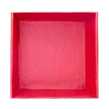 Red empty square box isolated on white background. isolated. Flat lay. Top vi Stock Photos