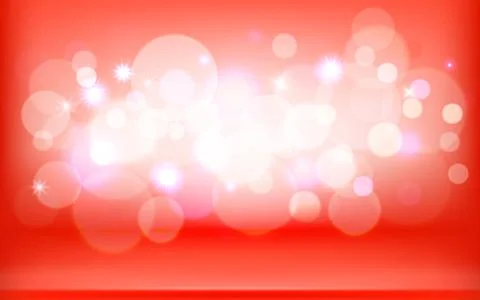 Red empty studio with bright bokeh lights effect. Vector illustration Stock Illustration