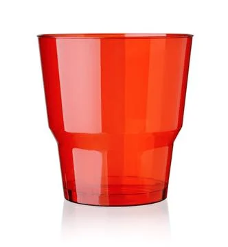 Red empty transparent plastic cup Red empty transparent plastic cup isolat... Stock Photos