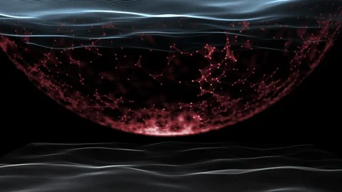 Red energy 3D rendering cropped sphere in pulsing waves environment. Stock Footage 127980209
