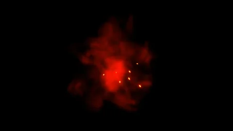 Red energy explosion effect on black background Stock Footage 318428245