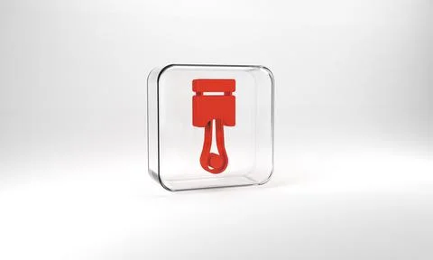 Red Engine piston icon isolated on grey background. Car engine piston sign. G イラスト素材